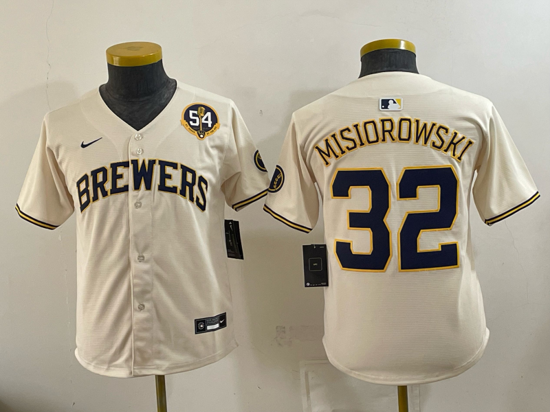 Youth 2026 Milwaukee Brewers #32 Misiorowski cream Game Nike MLB Jersey0918005